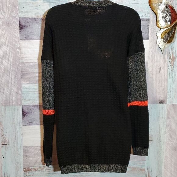 Potter's Pot Patchwork Open Weave Sweater Metallic Trim Sz S - Picture 6 of 8